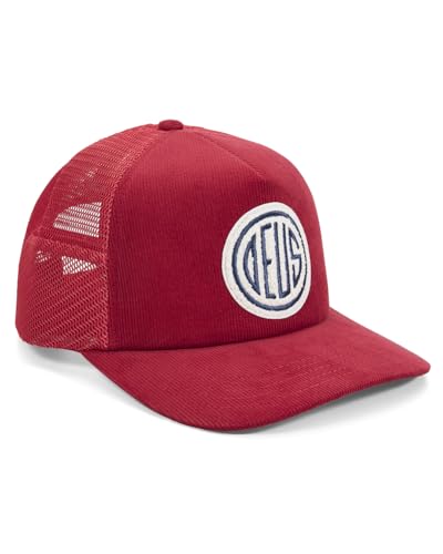 Casquette Deus Pill Cord Trucker rouge ruban avec finitions brodées