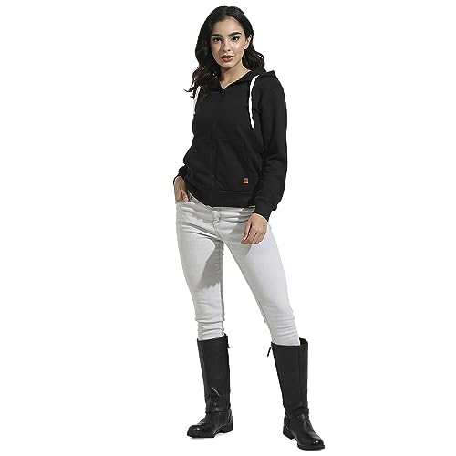 Image of PINACOLADA Women's Zip-Front Hoodie with Angled Open Pockets for Casual Wear | Hooded Neck | Long Sleeve | Zipper Closure | Cotton Sweatshirt Crafted with Comfort Fit for Everyday Wear