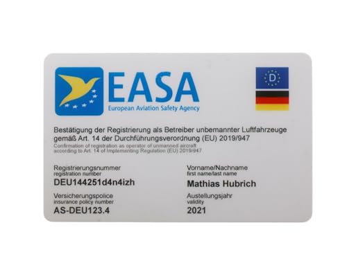 Roboterwerk – Registrierungsbestätigung als Betreiber unbemannter Luftfahrzeuge mit e-ID und Landesfahne nach Wunsch als Ergänzung zum Drohnenführerschein, knickfest und witterungsbeständig Roboterwerk – Registrierungsbestätigung als Betreiber unbemannter Luftfahrzeuge mit e-ID und Landesfahne nach Wunsch als Ergänzung zum Drohnenführerschein, knickfest und witterungsbeständig