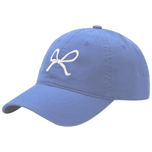 Trendy Bow-Tie Baseball Cap for Women and Men Trucker Hats Y2k Adjustable Fashion Sun Hat with Visor for Hiking & Travel Blue