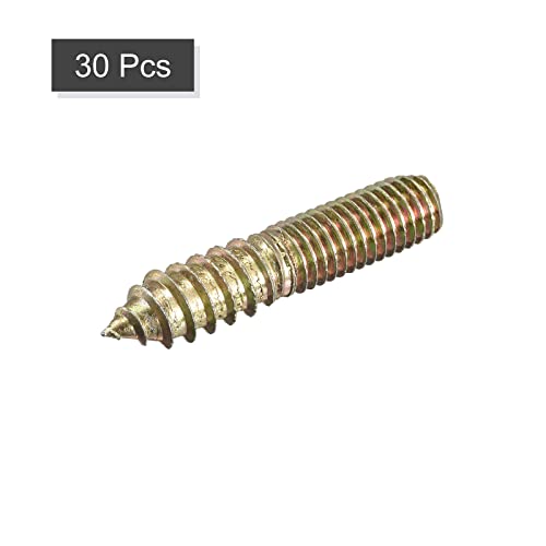 Image of uxcell M10x50mm Hanger Bolts, 30pcs Double Ended Thread Dowel Screws for Wood Furniture Connecting