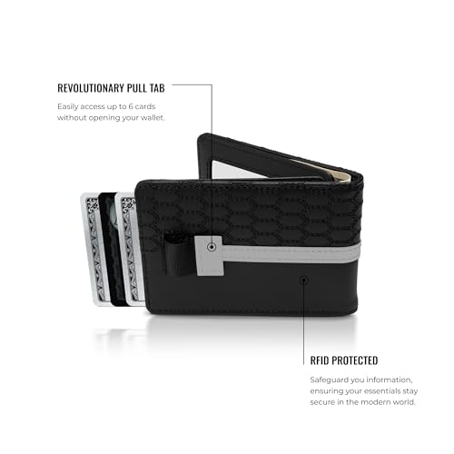Image of Kings Loot Wallet for Men | Minimalist Slim RFID Blocking Leather Design with Cash Pocket & Card Pull Strap | Holds 1-12 Cards | Stylish & Durable Wallets | Supercar Collection (Midnight Onyx)
