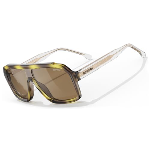 Image of DEAFRAIN Polarized Sunglasses for Men Women, Acetate Pilot Classic Retro 90s UV Protection Fashion Driving Beach Shades