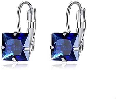 اقراط من الفضة الاسترلينية S925 مرصعة بالكريستال وحجر الزركون من جيه اند جيه- لون ازرق, Standard, فضة, الزركون