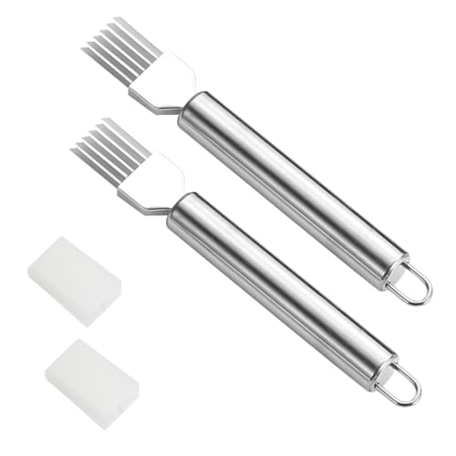 BZKSER Rebanador de Cebolla y Jengibre -2 pcs cortadores de Patatas de Acero Inoxidable, ayudante de Cocina para Zanahorias, Salchichas de jamón, cebolletas, Verduras picantes, cebollas, Patatas
