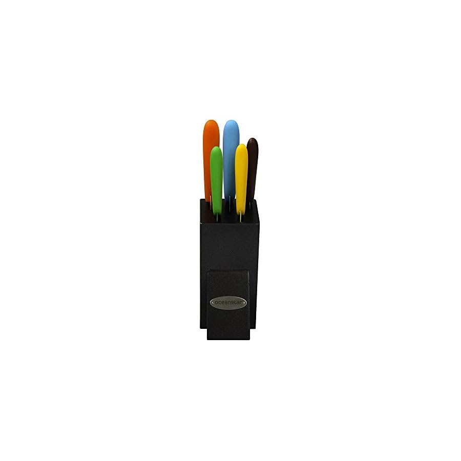 Oceanstar KS1217 Non-Stick Coating knife set with Block, Elegant Black, 6-Piece