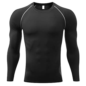 Sillictor Mens Compression Base Layer Top Quick Dry Long Sleeve Running Top Mens UPF 50+ Sports Underlayer for Ski Golf Cycling Hiking Football,Breathable Moisture Wicking Muscle Support