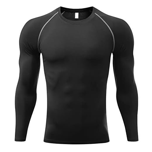 Sillictor Mens Compression Base Layer Top Quick Dry Long Sleeve Running Top Mens UPF 50+ Sports Underlayer for Ski Golf Cycling Hiking Football,Breathable Moisture Wicking Muscle Support, Black, L