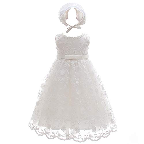 CareCheer Baby Girl Christening Baptism Dress Flower Girl Dedication Blessing Gown with Full Embroidered Ivory