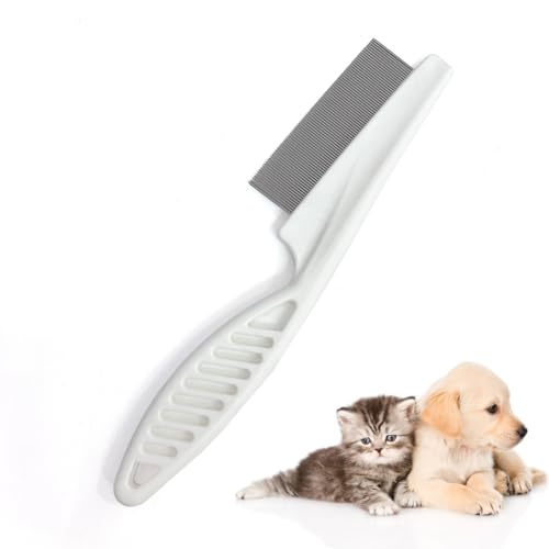 RYHHH Peigne Anti-Puces Chats Chiens, Acier Inoxydable Peigne De Toilettage,Avec Dents En Métal Arrondies, Nettoyer Les Taches De...