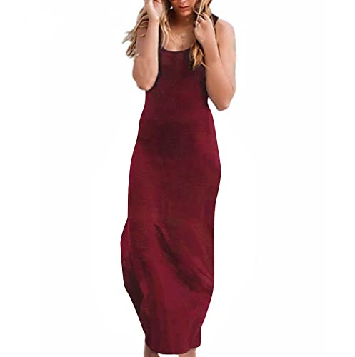 Image of Roselux Women Sleeveless Scoop Neck Striped Maxi Sundresses Loose Racerback Long Dress