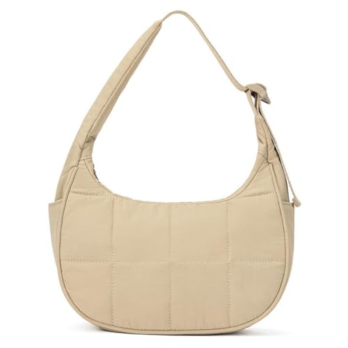 Puffer Crescent Shoulder Bag with Adjustable Strap Quilted Shoulder Purses Nylon Crescent Bag for Women