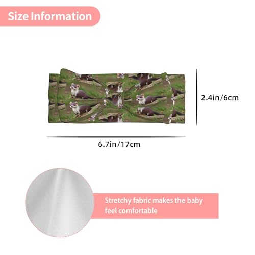 cute weasel Prints Baby Bow Headband Super Stretchy Soft Bows Hair Accessories for Newborn Infants Toddlers Kids Girls3