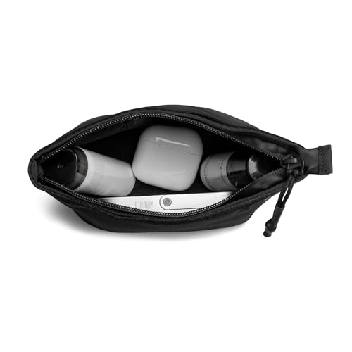 Image of DailyObjects Small Pivot Carry All Pouch for Men and Women |Zippered Compartment|Organiser|Lightweight|Water Repellent|Portable| Recycled Nylon| Concealed Handles| For Daily Use /Travel (Black)