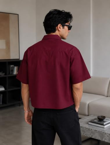 Generic Burgundy Cropped Boxy Fit Shirt - Image 3