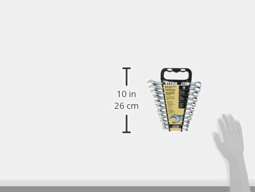 Titan 11-Piece Raised Panel Combo Wrench Set – Metric, Chrome Vanadium Steel, Sizes 8–18mm