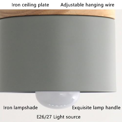 Lámpara colgante E27 nórdica macarrón y pantalla de metal mate decorativa para techo 4