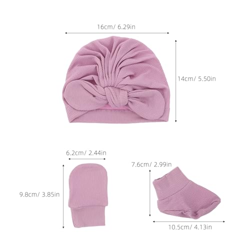 Set de gorro, mitones y calcetines antiscratch en algodón de bebé 2