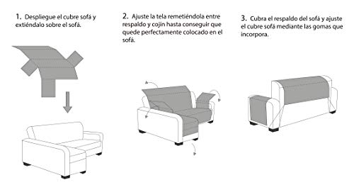 Cubre chaise longue acolchado Martina Home de 240 cm ideal para hogares con niños y mascotas 5