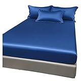 Spannbettlaken Seide 1 Satin-Spannbettlaken in Volltonfarbe, Tagesdecke aus Seide in for Schlafzimmer, Bettwäsche (ohne Kissenbezüge)(Color 10,198x203cm)