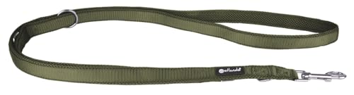 Petlando Hundeleine große Hunde 3m lang, mit 3 cm extra breit, verstellbar mit weichem & leichten Mesh-Gewebe, Farbe Olive, Führleine Hands Free
