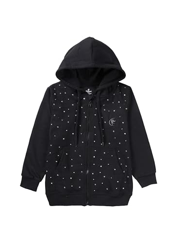 Image of KiddoPanti Boys Solid Cotton Full Sleeve Zip-Up Front Open Hooded Sweatshirt