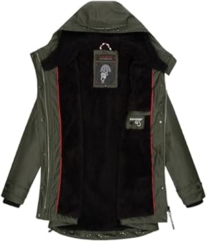 Navahoo B847 Winterregenjas voor dames, parka, warm gevoerd, met capuchon, zwart, M