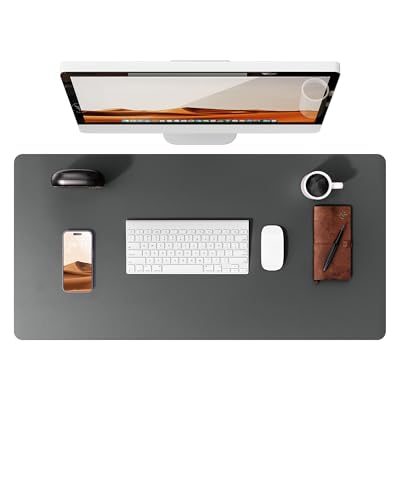 Image of YSAGi Leather Desk Mat, Large Mouse Mat, Non-Slip Desk Pad, Waterproof PU Leather Table Protector Writing Pad for Office and Home (60 x 35 cm, Dark Grey)