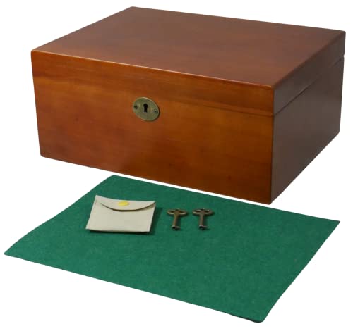 Image of Wood Treasure, Keepsake, Memory Box - Large, 11x8.5x5in - Acacia Hardwood Keepsake and Personal Storage Box with Hinged Locking Lid.