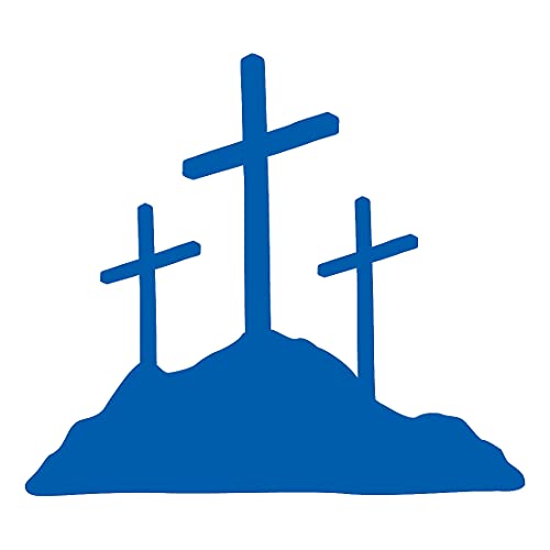Image of Calvary Crosses Christian Jesus (Azure Blue) (Set Of 2) Premium Waterproof Vinyl Decal Stickers For Laptop Phone Accessory Helmet Car Window Bumper Mug Tuber Cup Door Wall Decoration