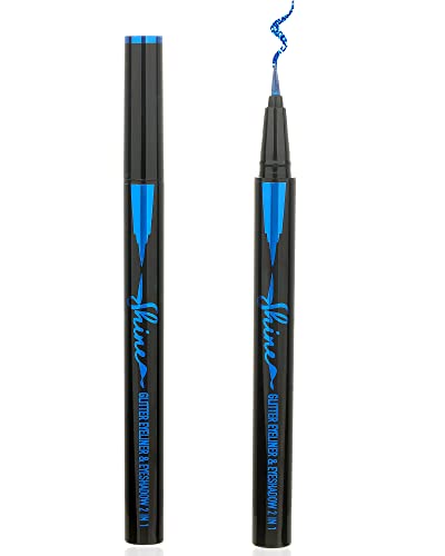 Blue Glitter Eyeliner Liquid Liner, 1Pcs Blue Glitter Metallic Shimmer Waterline Eye Liner Eyeshadow Pen,Long Lasting High Pigmented Waterproof Smudge-Proof Eyeliner Pencil,Gift For Women #TOP12