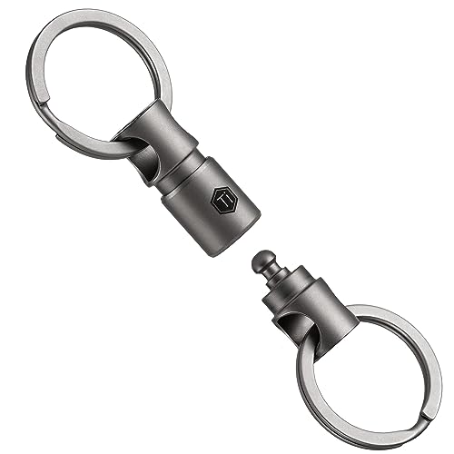 KeyUnity Detachable Key Ring Connector, Double-end Swivel Keychain Titanium Rotatable Key Organizer Linker for Carabine