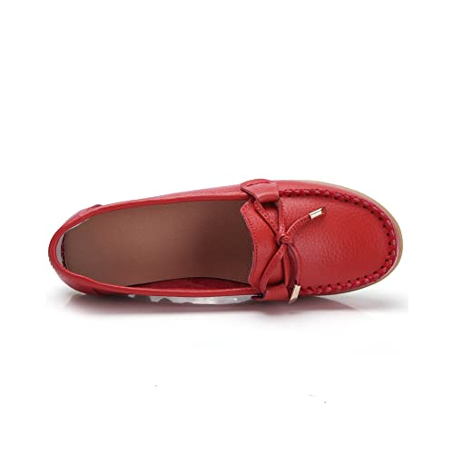 Image of Momuk Women's Penny Loafers Leather Driving Moccasins Slip On Boat Shoes Fashion Comfort Flats