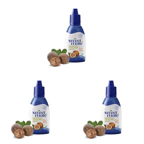 Image of Sweetmate Monk Fruit Drops - 10ml | 1:1 Natural Sugar Replacer | Zero Calories, Diabetic & Keto Friendly | Tastes Just Like Sugar | Ideal for Tea, Coffee, Baking & Cooking (Pack of 3)