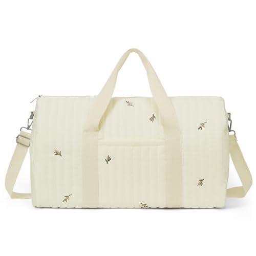 Image of BBIQI Quilted Duffle Bag for Women Cute Baby Hospital Bag Floral Duffle Bags