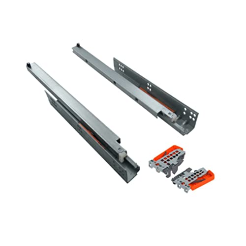 Juego Guía cajón con gatillos, para muebles de cocina, armario, extracción total con sistema de auto frenado cierre silencioso aguante de peso de 35kg largos L:350,400,550mm (550mm)