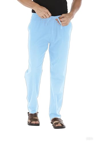 Image of Mens Loose Fit Linen Pants Casual Lightweight Drawstring Stretch Cotton Linen Pants for Men Summer Beach