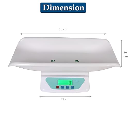 Image of Dr. Care Newborn Digital Baby Weighing Scale with Tray - Accurate and Reliable, Upto 30Kg Capacity - TS-500 (White)