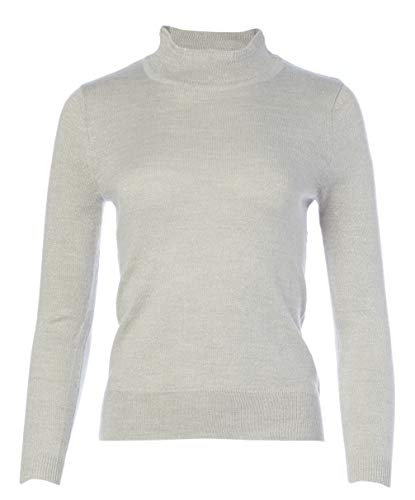 Napa Valley Women's Petite Long Sleeve Mock Neck Pullover, light silver, Size Small