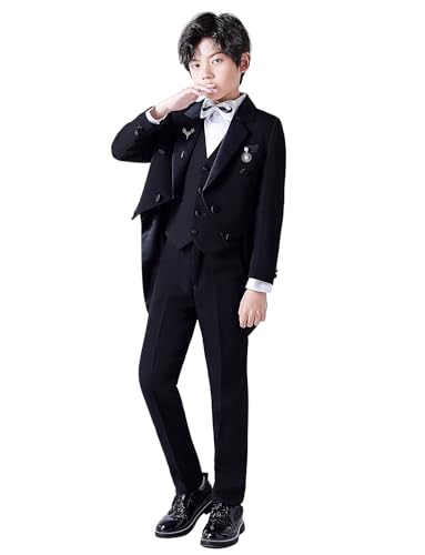 Costume queue-de-pie garçon avec veste double boutonnage et pantalon de cérémonie noir