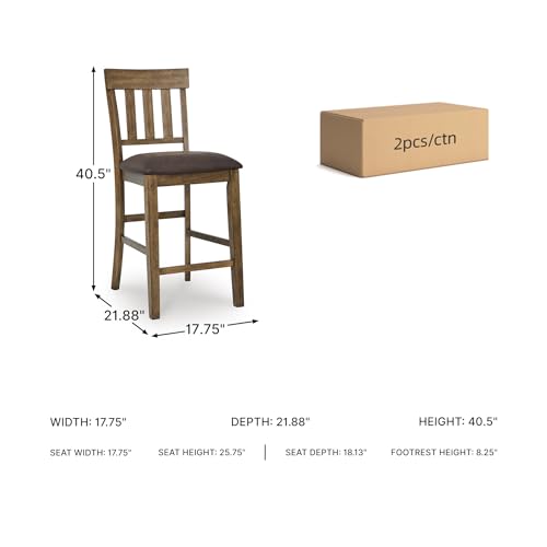 Image of Signature Design by Ashley Vallister Casual Faux Leather 26 inch Upholstered Counter Height Bar Stool, Set of 2, Dark Brown