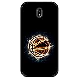Silikon Hülle für Samsung Galaxy J7 2017 - J7 Pro, Basketball, Zeichnung 5, Schwarze Flexibles TPU