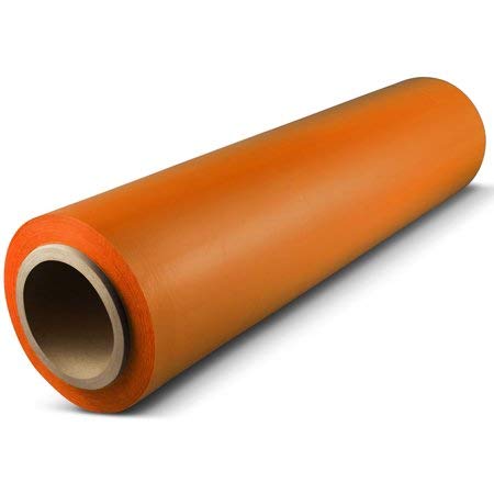 18"x 1500 FT Roll - 80 Gauge Thick + Heavy Duty .Stretch wrap Moving & Packing Wrap. Industrial Strength, Plastic Pallet Shrink Film Ideal for Furniture, Boxes, Pallets… (Orange, 1 Pack)