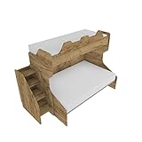 letto 1 piazza e mezzo contenitore  MOBILFINO CAMERETTE SMART120 - Letto a castello con letto inferiore 1piazza e mezza con scaletta contenitore indipendente - Quercia, senza letto estraibile