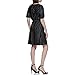 DKNY Women's Pleated Faux Wrap Dress, Black Satin, 2