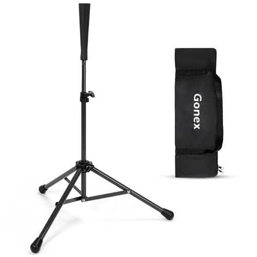 Gonex Baseball Tee Softball Tee Practice Hitting Batting Tripod Stand Rubber Tee Collapsible Portable with Carrying Bag