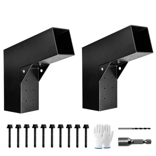 ITeVe.GD 15° Angle Slant Pergola Bracket Kits,2-Way L-Shaped Slant Roof Post Brackets with Stainless Steel Screws for 4" x 4"(Actual:3.5" x 3.5") Lumber for Outdoor Pergola,Proch,Passageway - 2Pack
