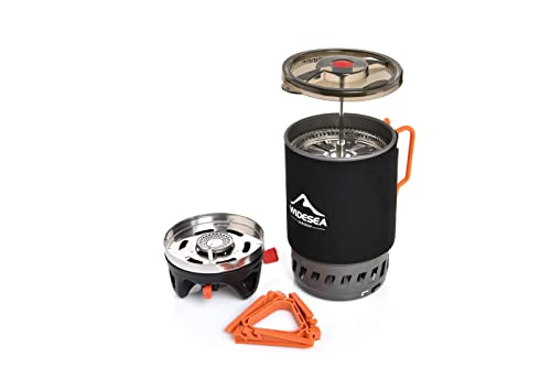 Widesea Camping Cooking System with Heat Exchanger Outdoor Gas Stove Burner Tourist Coffee Pot Cup Cookware Tableware Tourism (Dimgray)