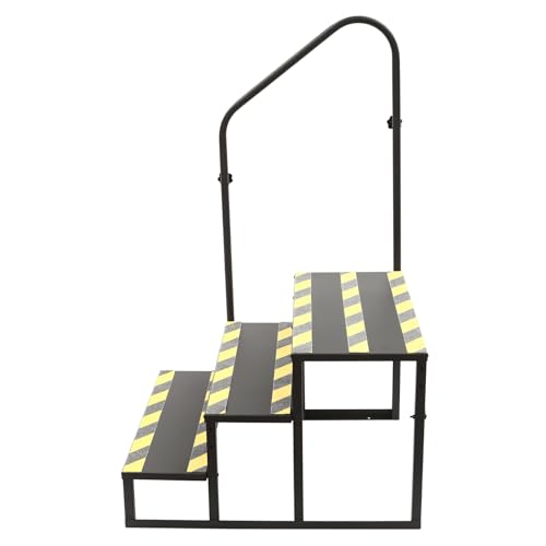 Escalera de 3 peldaños con pasamanos 450 lb acero miniatura 1