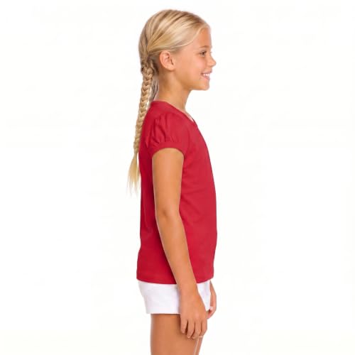 Image of Lilax Girls Short Puff Sleeve Cotton T-Shirt, Toddler & Little Girls Top | 95% Cotton Puff Sleeve Tee; Crewneck, Short Sleeve; Toddler & Girls Sizes 2T-12; for School, Play & Everyday; Machine Wash